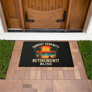 Tropical Sunset Serenity Retirement Beach Scene Doormat