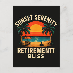 Tropical Sunset Serenity Retirement Beach Scene Invitation Postcard
