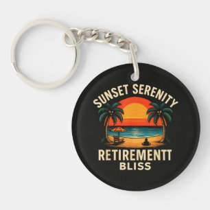 Tropical Sunset Serenity Retirement Beach Scene Key Ring