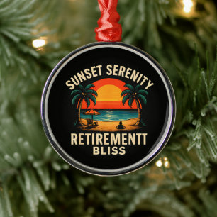 Tropical Sunset Serenity Retirement Beach Scene Metal Tree Decoration