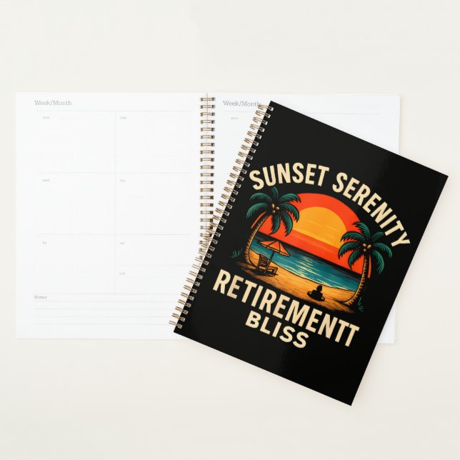 Tropical Sunset Serenity Retirement Beach Scene Planner (Display)