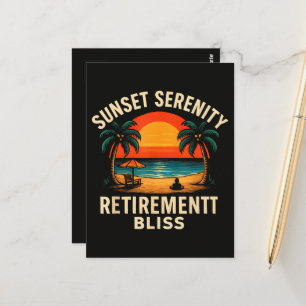 Tropical Sunset Serenity Retirement Beach Scene Postcard