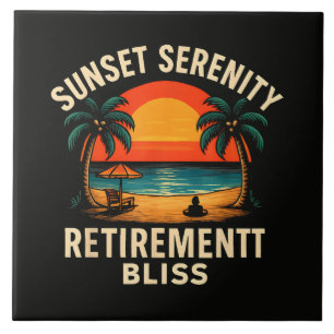 Tropical Sunset Serenity Retirement Beach Scene Tile