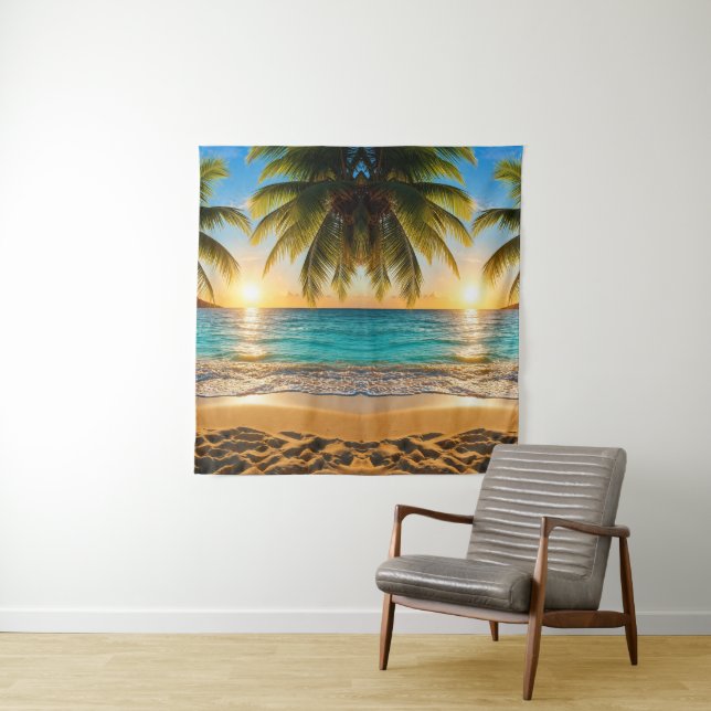Tropical Sunset Serenity Tapestry (In Situ)