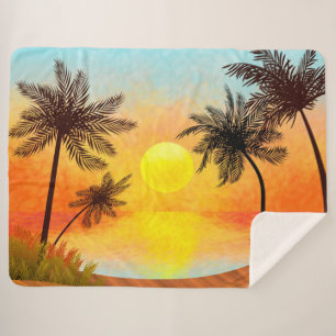 Tropical Sunset Sherpa Blanket