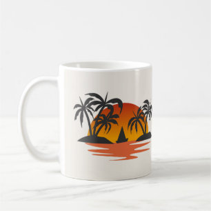 Tropical Sunset Silhouette Palm Trees Island Coffee Mug