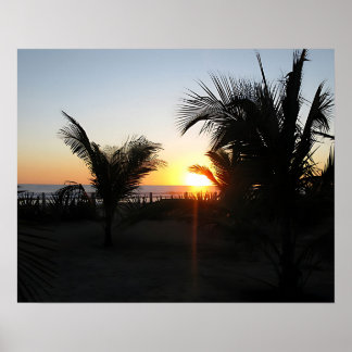 Tropical Sunset Silhouette Poster