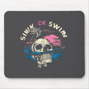 Tropical Sunset Skull Sink Ocean Swim Humor Mouse Mat