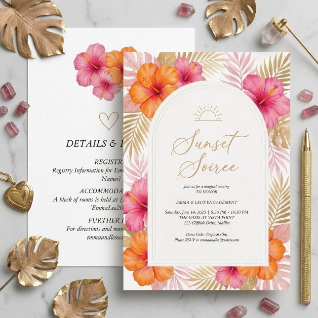 Tropical Sunset Soiree Engagement Party Invitation (Creator Uploaded)