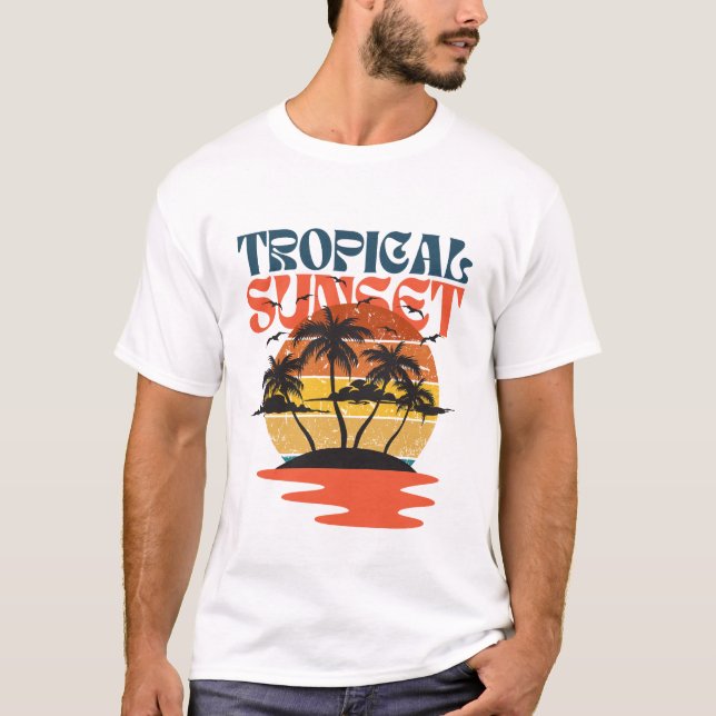 Tropical Sunset Summer T-Shirt (Front)