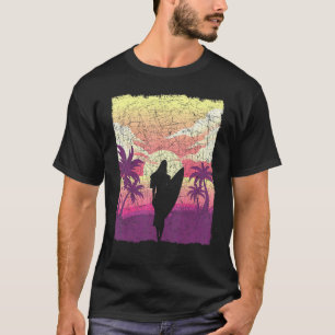 Tropical Sunset Surfer Surfboard Water Sport Surfi T-Shirt