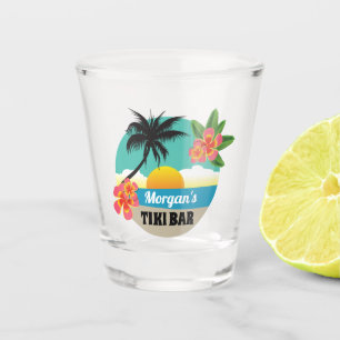 Tropical Sunset Tiki Bar with Name Shot Glass