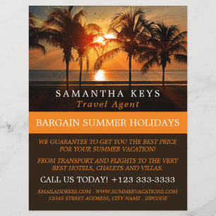 Tropical Sunset Vacation, Travel Agent Advertising Flyer