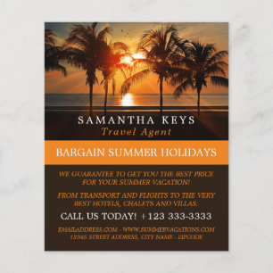 Tropical Sunset Vacation, Travel Agent Advertising Flyer