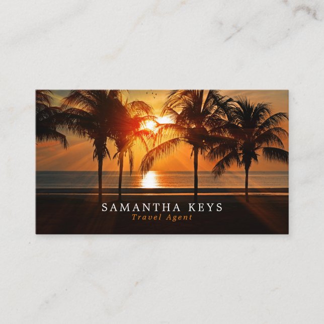 Tropical Sunset Vacation, Travel Agent Business Card (Front)