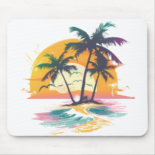 Tropical Sunset Vibes – Palm Trees & Beach Design Mouse Mat