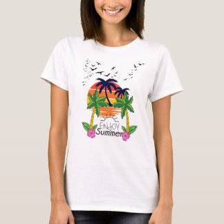 Tropical Sunset Vibes with Beach Fun Elements T-Shirt