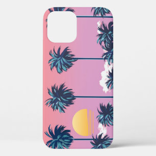 Tropical Sunset: Vintage Beach Illustration iPhone 12 Case