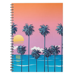 Tropical Sunset: Vintage Beach Illustration Notebook