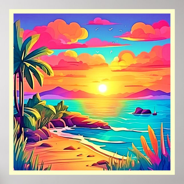Tropical Sunset: Vivid Sky Poster (Front)