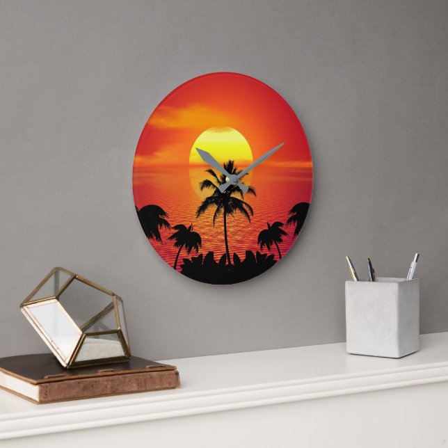 TROPICAL SUNSET WALL CLOCK (Office)