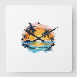 Tropical Sunset Wall Clock