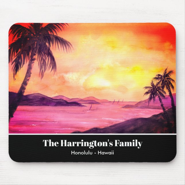 Tropical Sunset Watercolor by Farida Greenfield Mouse Mat (Front)