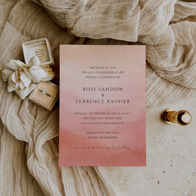 Tropical Sunset Watercolor Elegant Wedding Invitation (Creator Uploaded)