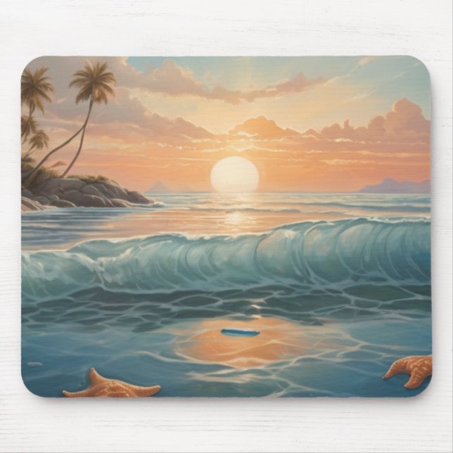 Tropical Sunset Wave– Ocean Serenity at your desk. Mouse Mat (Front)