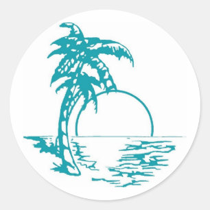 Tropical Sunset Wedding Classic Round Sticker