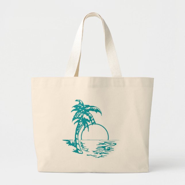 Tropical Sunset Wedding Large Tote Bag (Front)