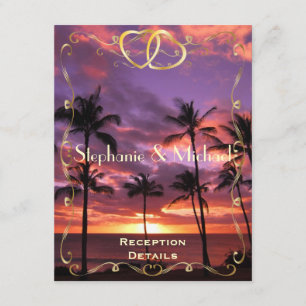 Tropical Sunset Wedding Reception Card