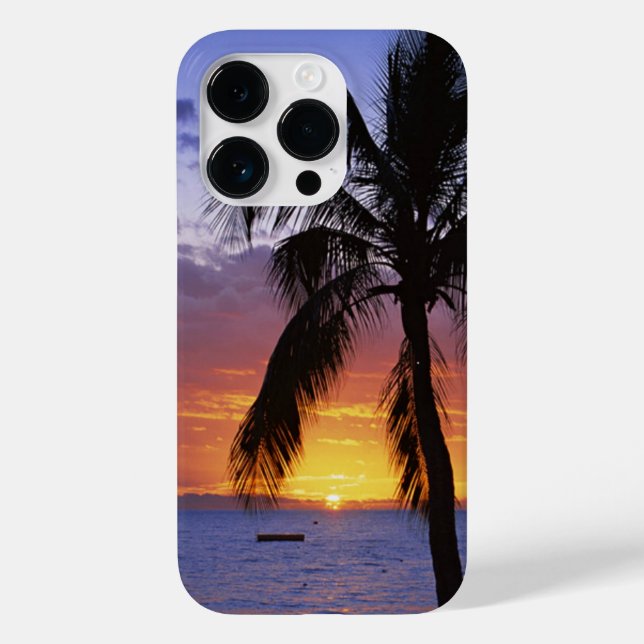 Tropical Sunset with Palm Tree, Case-Mate iPhone Case (Back)