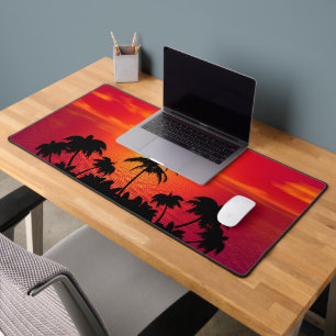 Tropical Sunset with Palm Trees Desk Mat