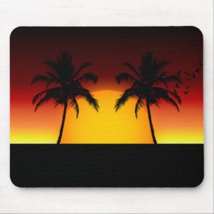 Tropical Sunset with Palm Trees Mouse Mat