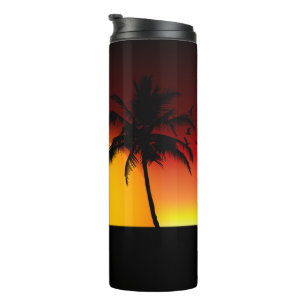 Tropical Sunset with Palm Trees Thermal Tumbler