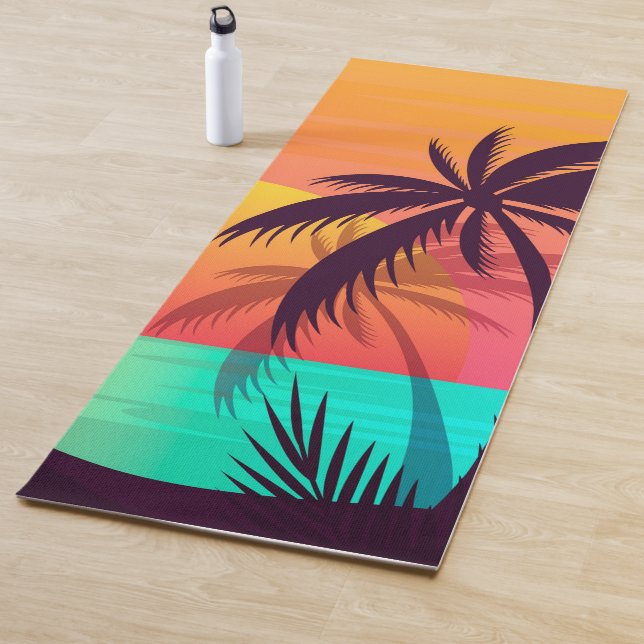 Tropical Sunset with Palm Trees Yoga Mat (In Situ)