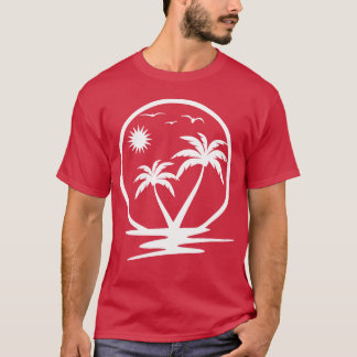 Tropical Sunset with Palmrees and Birds gift T-Shirt