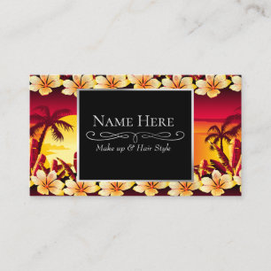Tropical sunset with palms business card