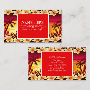 Tropical sunset with palms business card
