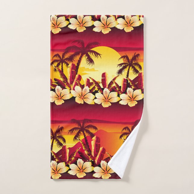 Tropical sunset with palms hand towel (Hand Towel)