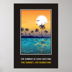 Tropical sunset with quote motivational print