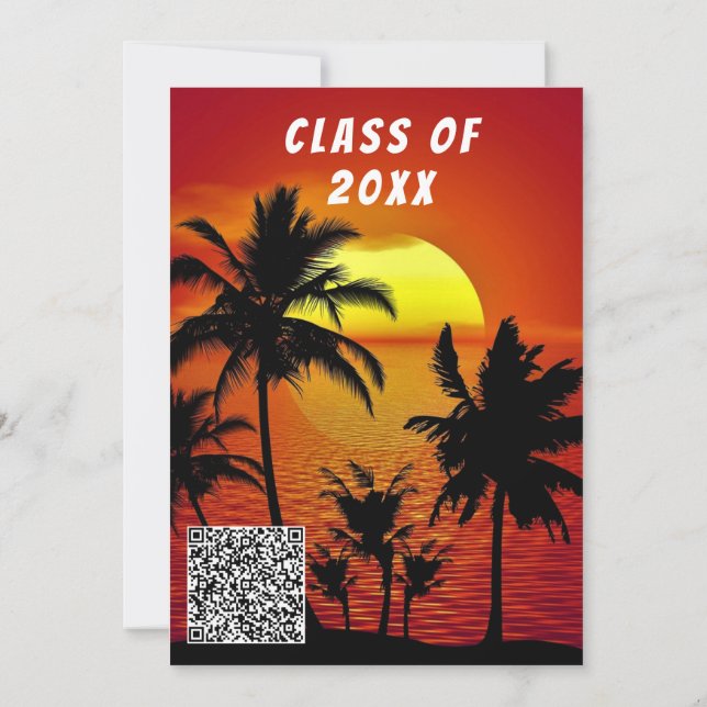 Tropical Sunset Your QR Code Graduation Invitation (Back)