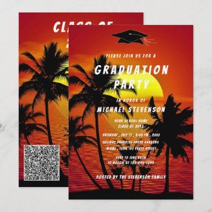 Tropical Sunset Your QR Code Graduation Invitation