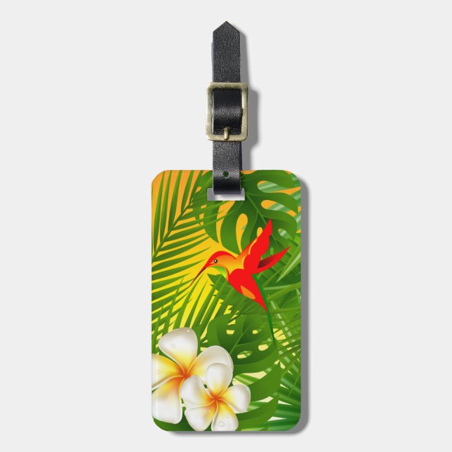 Tropical Sunshine with a Little  Hummingbird Luggage Tag (Front Vertical)