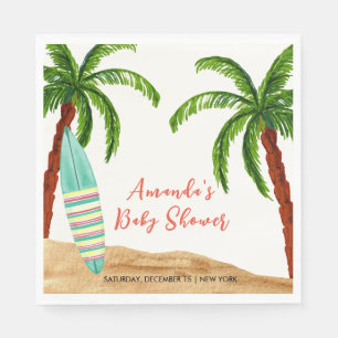 Tropical Surf Baby On Board Baby Shower Napkin