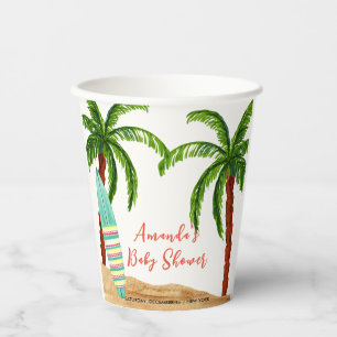 Tropical Surf Baby On Board Baby Shower Paper Cups