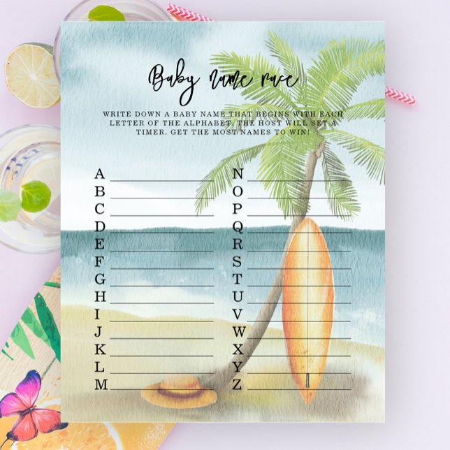 Tropical surf beach - Baby name race game (Creator Uploaded)