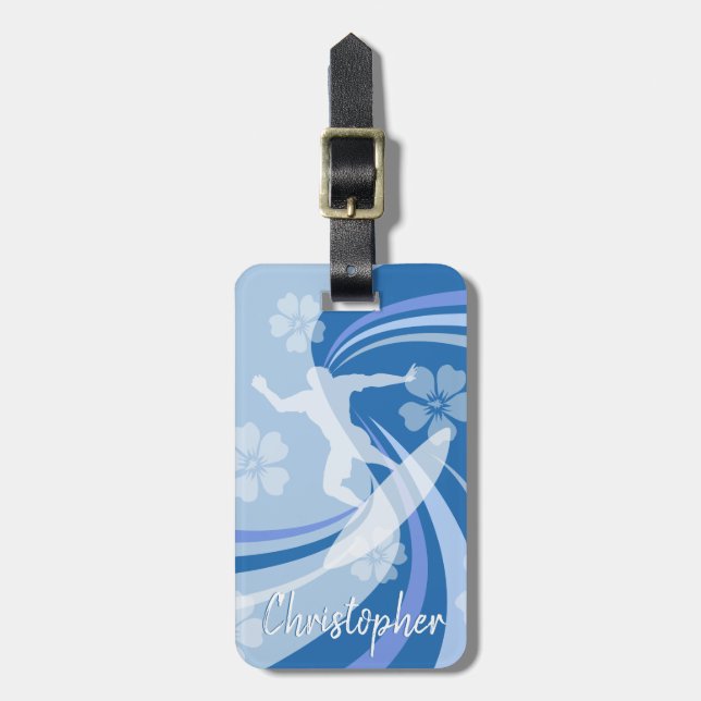 Tropical Surf Blue Luggage Tag (Front Vertical)