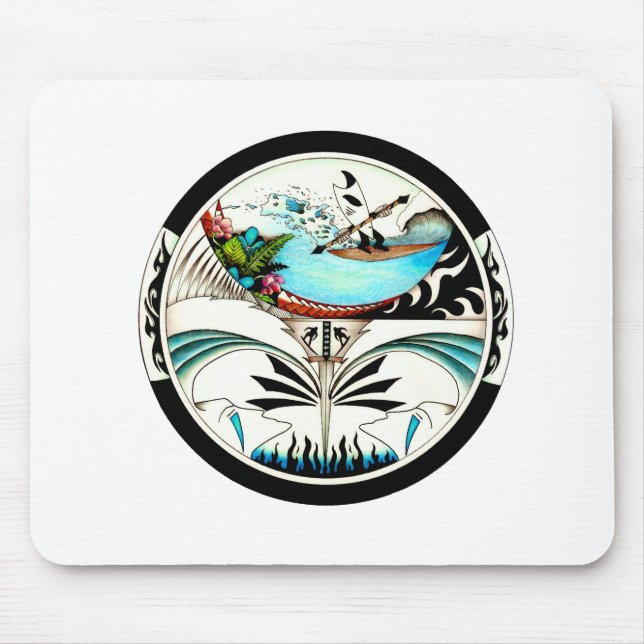 Tropical Surf Mandala  Mouse Mat (Front)